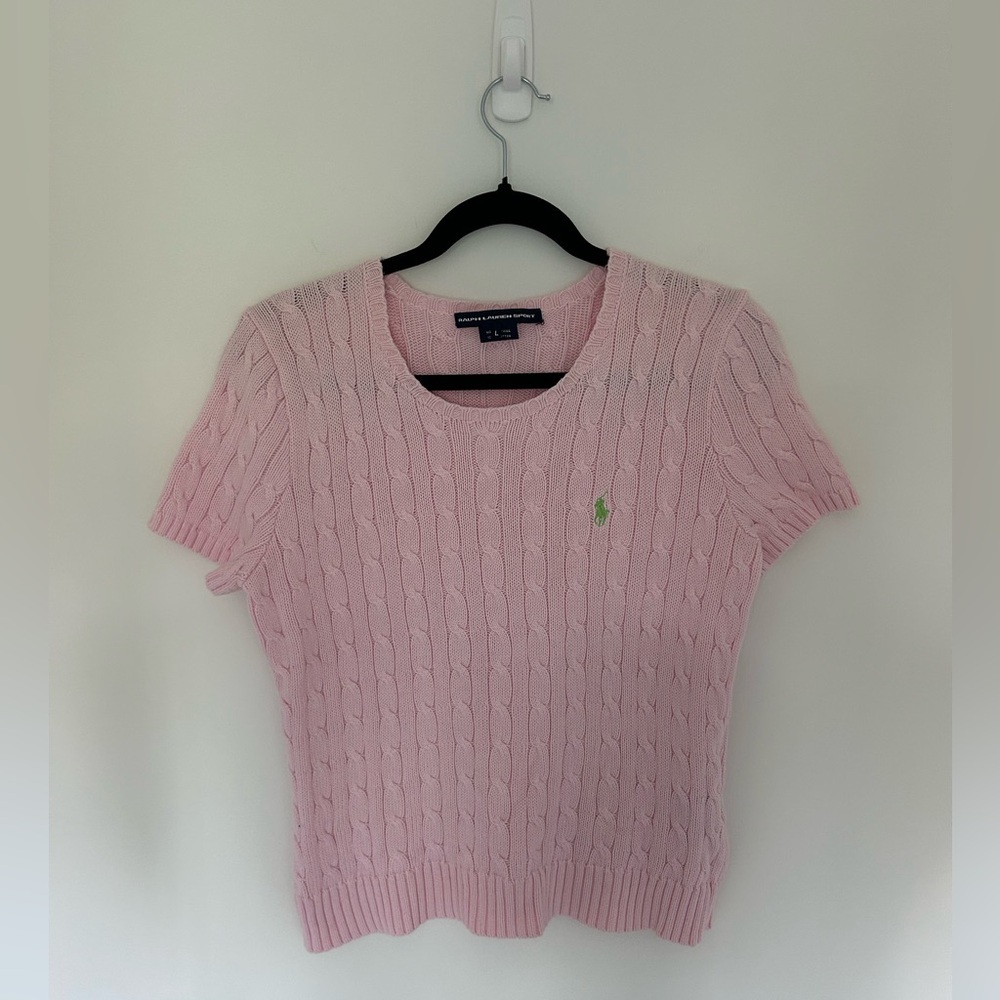 Polo Ralph Lauren blush pink cable knit sweater